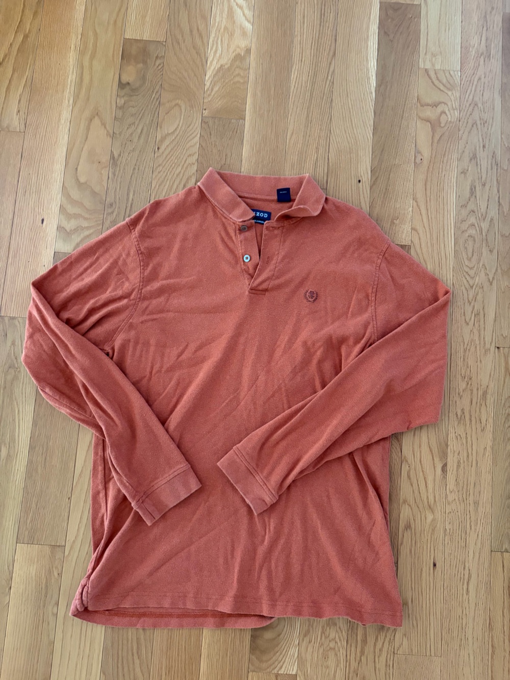 Izod Men's Long Sleeve Polo Shirt in Rust Orange